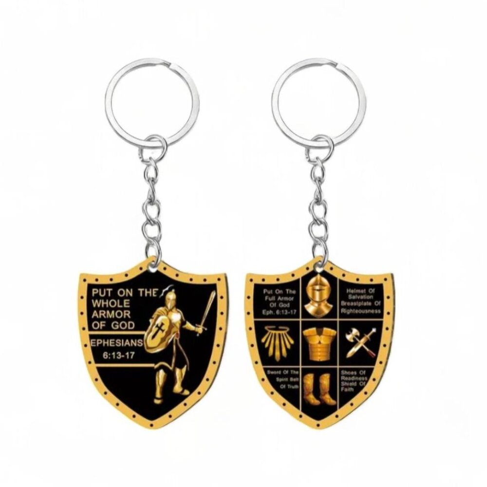 NEW! ARMOR OF GOD BUNDLE - POUCH/KEYCHAIN/WRISTBAND BLK & RED STYLE 2 - Picture 3 of 7
